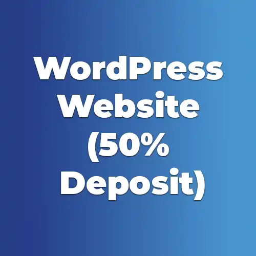 A blue gradiented image with white bold text displaying the name of the product for wordpress website